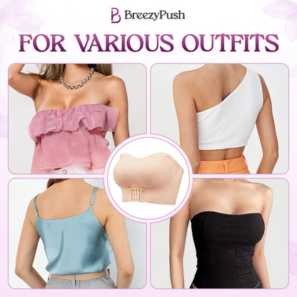 BreezyPush - Non-Slip Comfort Strapless Push-Up Bra with Front Buckle - Up to 70% OFF